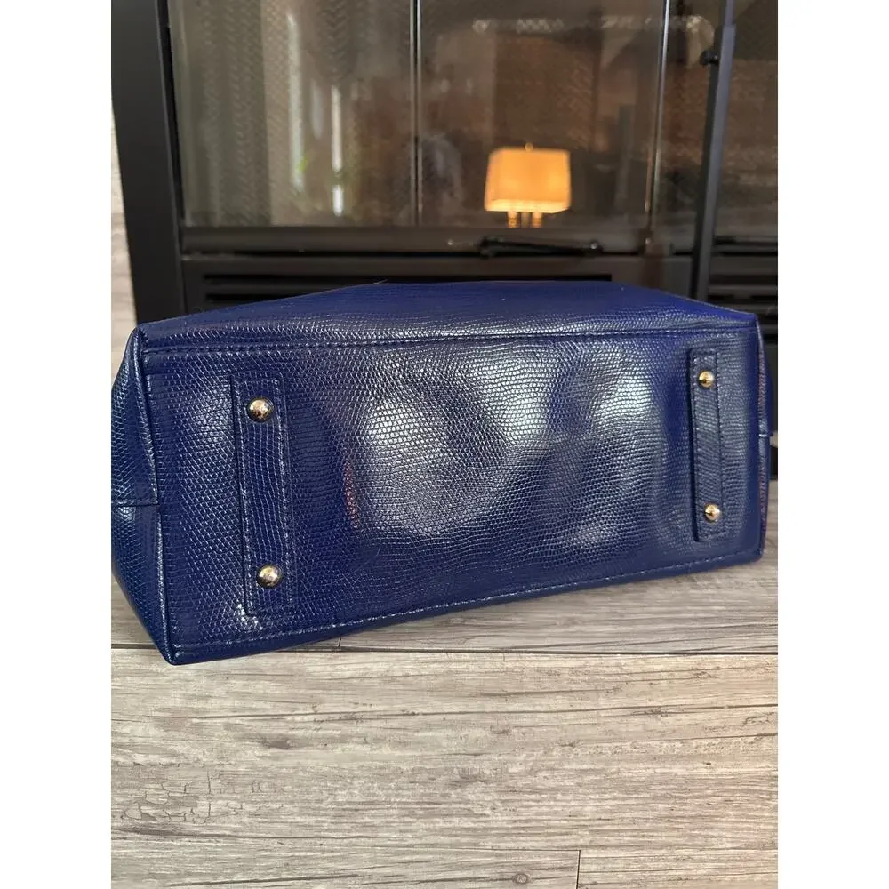 Dooney & Bourke cobalt blue large embossed lizard hobo handbag purse GUC
